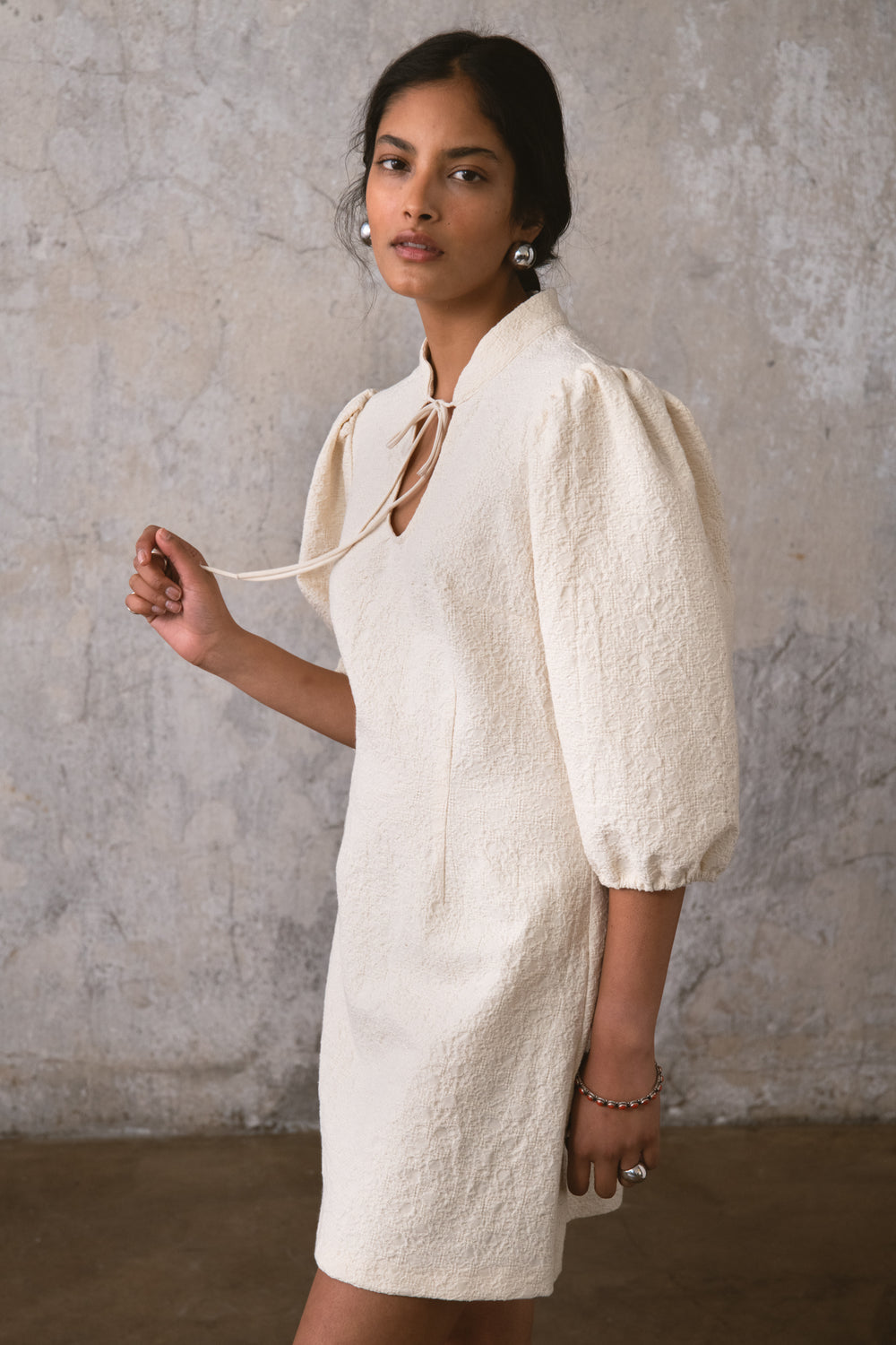 SIMONE MINI KLEID ECRU