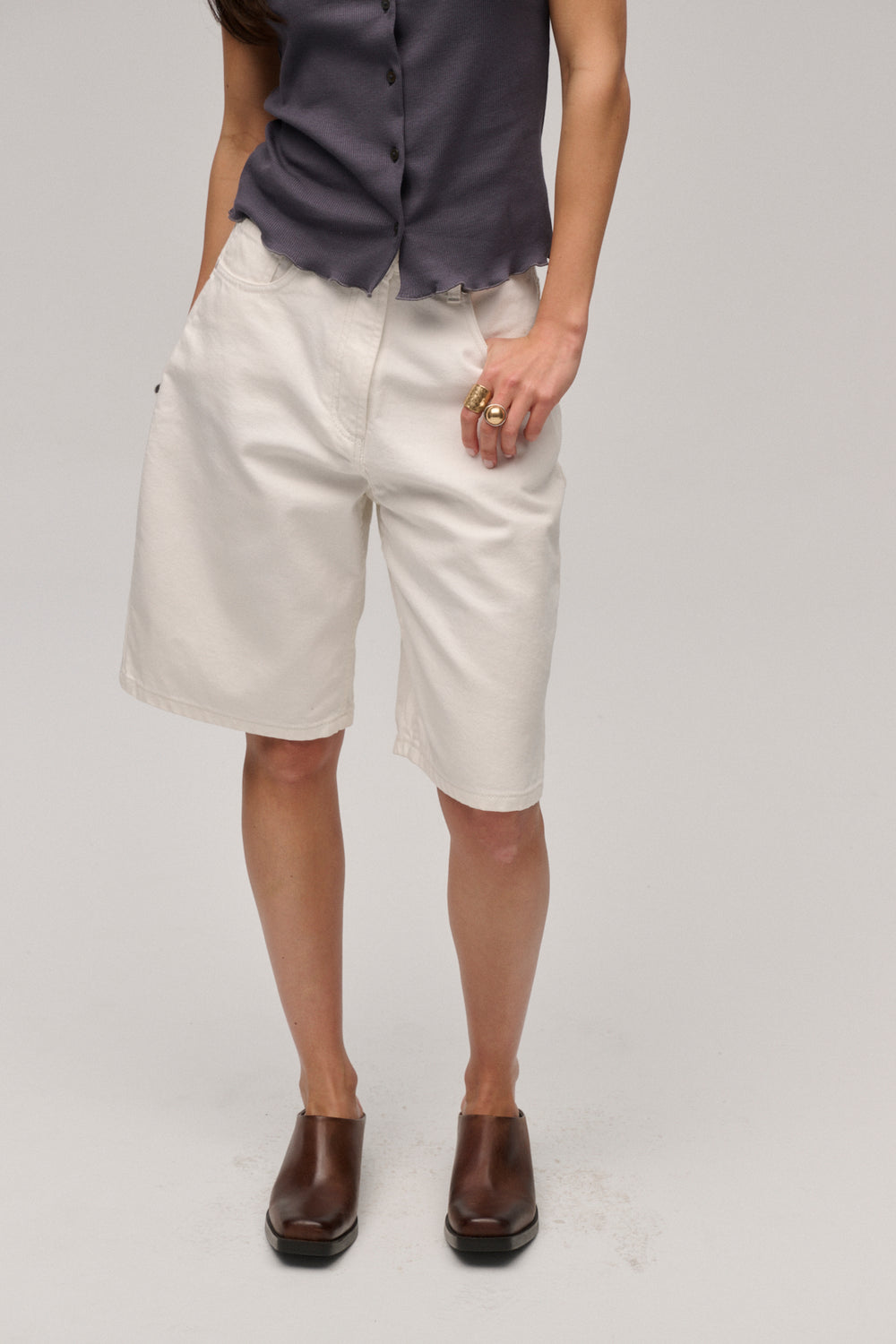 BERMUDY JEANSOWE JUST WIDE WHITE