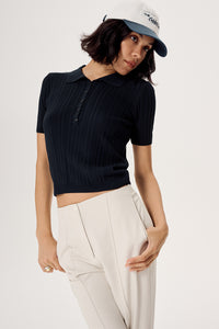 TOP DZIANINOWY TRICOT NAVY