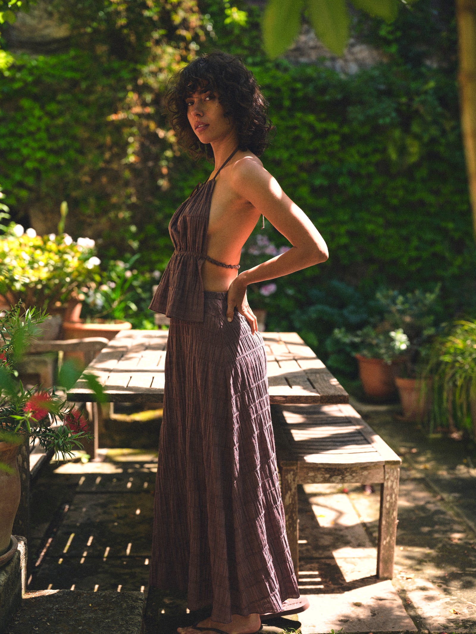 SPÓDNICA MAXI BRISA BRĄZOWA
