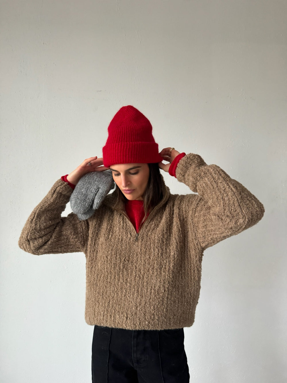 BONNET EN LAINE PIXIE ROUGE