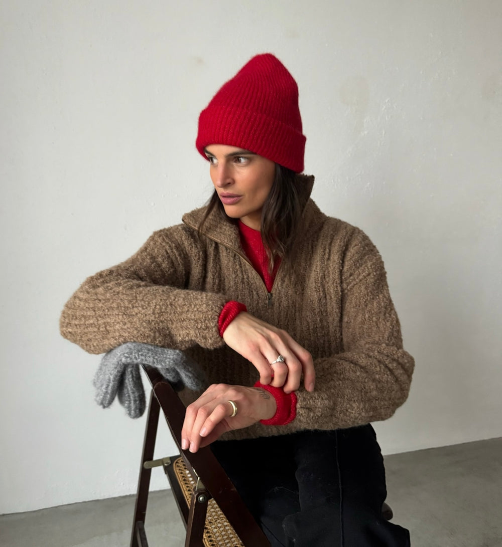 BONNET EN LAINE PIXIE ROUGE
