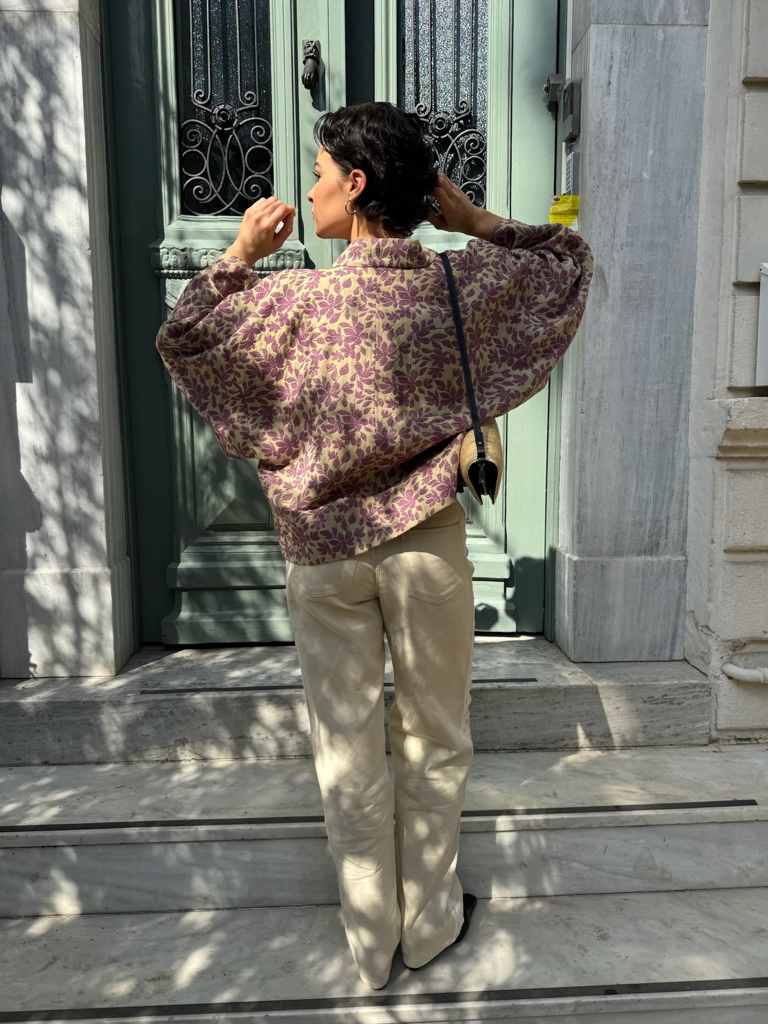 KIMONO ŻAKARDOWE KOBE BEŻOWE