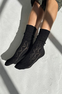 LE BON SHOPPE SKARPETKI MODAL EYELET JET BLACK