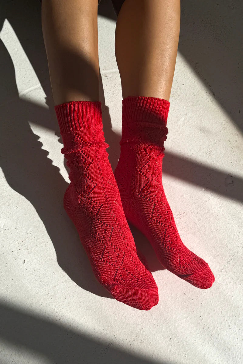 LE BON SHOPPE SKARPETKI MODAL EYELET POPPY RED