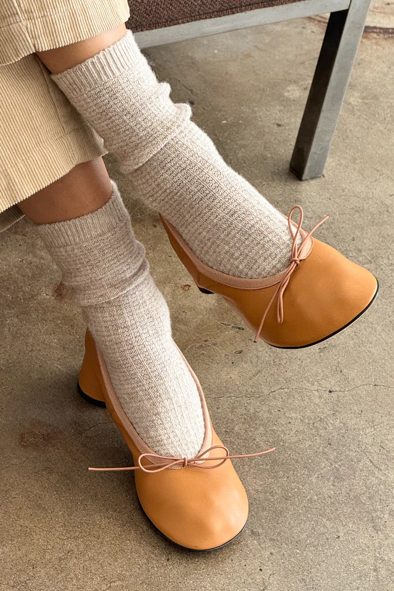 LE BON SHOPPE SKARPETKI WOOL WAFFLED OATMEAL