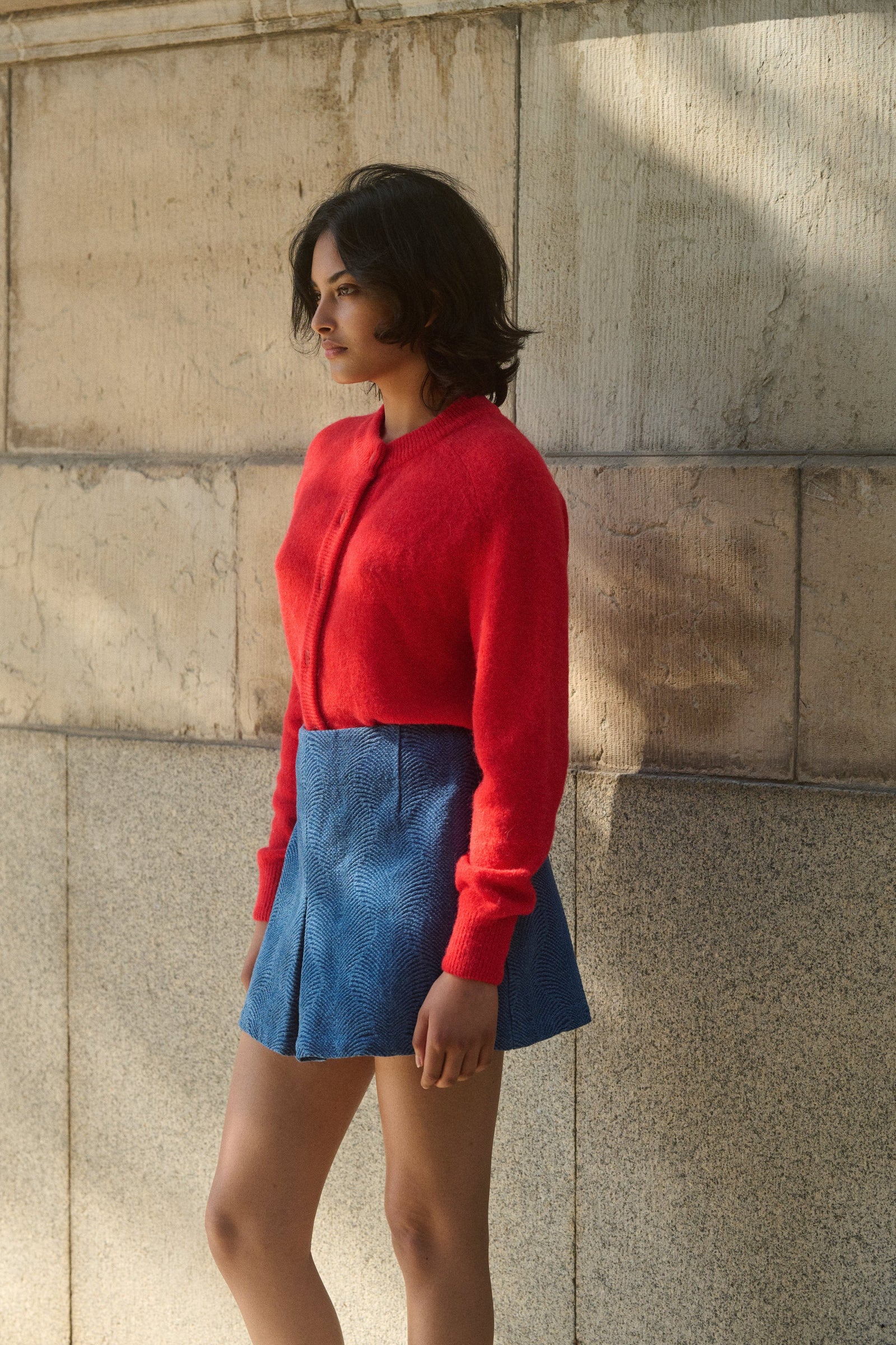 JUPE EN JACQUARD DENIM PIERRE